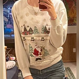 vintage white christmas sweater!
